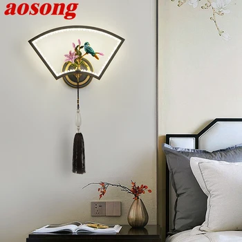 AOSONG pirinç duvar lambası LED Modern lüks aplik ışık iç dekorasyon ev yatak odası başucu oturma odası koridor aydınlatma