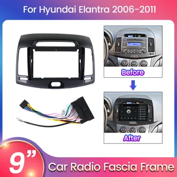 araba 2 Din Radyo Fasya Hyundaı Elantra 2006-2011 İçin DVD Çerçeve Dash Trim Takma Montaj kurulum seti Stereo Paneli Çerçeve