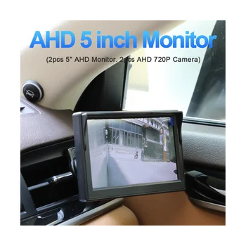 Araba AHD 5 İnç Dijital Yan Görünüm Monitör Ayna Sistemi ile 2 720 P HD Gece Görüş Yan Görüş Kamerası Siyah + Beyaz
