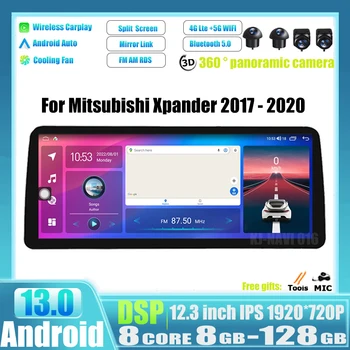 Araba Radyo 12.3 İnç Android 13 Mitsubishi Xpander 2017 - 2020 İçin GPS Navigasyon BT Carplay Multimedya Video Oynatıcı Ana Ünite