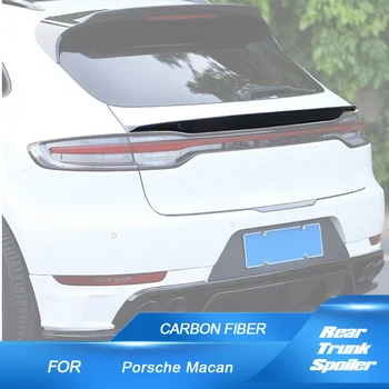 Araba-Styling Yarış Gövde Arka Orta Spoiler Otomatik Kanat Dudak Porsche Macan 2018-2023 için Arka Orta Güverte Bagaj Kapağı Karbon Fiber