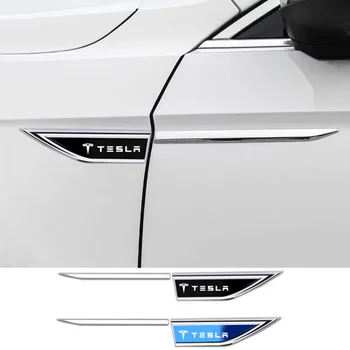Araba Vücut Koruyucu Sticker 3D Metal araç amblemi Logosu Çamurluk Bıçak Çıkartması Rozeti Tesla Modeli 3 Model X Model S Model Y