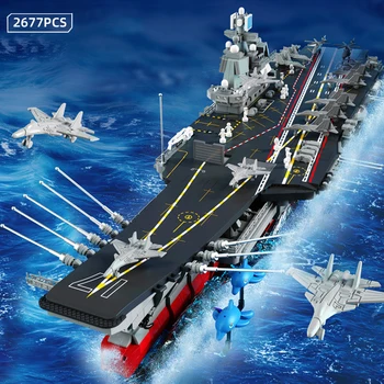 Askeri Serisi Shandong Gemi Yapı Taşları Destroyer Tekne Tuğla LED Model WW2 Asker Silah çocuk için oyuncak doğum günü hediyesi