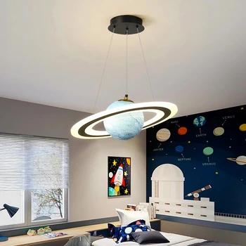 Avizeler Led sanat Kolye lambaları ışıkları çocuk odası akrilik planet Yıldız Retro Toprak Ev Dekorasyon İç yatak odası