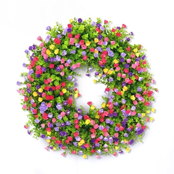 Bahar çelenk kapı dekor renkli simülasyon çiçekler mevsimsel çelenk süsleme