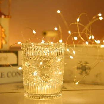 Bahçe lambası peri ışık açık LED bakır tel dize ışıkları parti ışığı noel dekorasyon Garland düğün lamba ev dekor