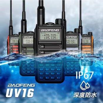 Baofeng Yeni UV-16 Artı Walkie talkie jarak jauh, 10KM tahan hava dua arah Radio10W VHF UHF Bandı UV 16 Pro USB Tip C alıcı-verici