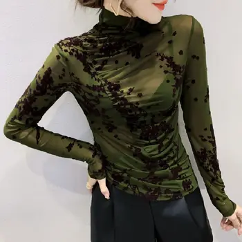Baskı ile Kahverengi Tişörtleri 2023 Yeşil Kadın Üstleri Grafik Elbise kadın T Shirt Kore Şık Satış Estetik Coquett Uzun Tees