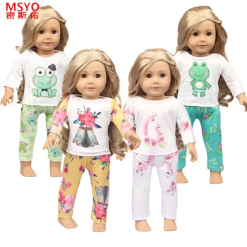 Bebek Giyim Pijama Seti Dinozor Kurbağa Prens Çiçekler için 18 İnç Amerikan ve 43cm Yeni Doğan Bebek Bebek Ayakkabı Giysi Aksesuarları