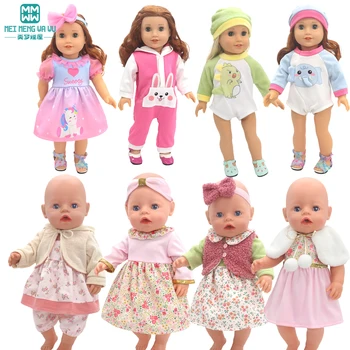 Bebek giysileri 43cm amerikan oyuncak bebek ve yeni doğan Oyuncaklar Moda Elbiseler, Kapşonlu tulum, hırka askısı etekler Kız hediyeler
