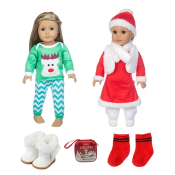 Bebek Giysileri Oyun Seti 18 inç Bebekler Çocuklar Rol Oynamak Bebek Noel Noel Baba Kostüm Şapka Kızlar Parti Kaynağı