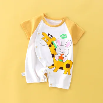 Bebek Kısa kollu Onesie Yaz Yenidoğan İnce Nefes Yumuşak ve Rahat Emekleme Giysileri Erkek Bebek Kız Bebek Giysileri