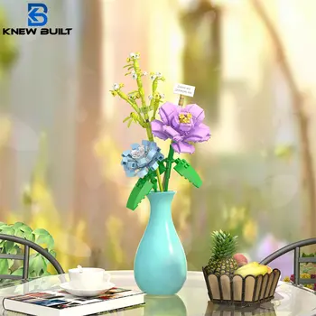 Biliyordu ile İnşa Seramik Vazo Zarif Çiçek Zevk Çiçek Buketi Yapı Taşları Set Yetişkinler için Mükemmel Hediye çocuk oyuncakları