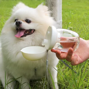 Bir anahtar sevimli plastik Pet kedi köpek açık su bardağı ışık fincan Chihuahua küçük Köpek Pet köpek katlanır taşınabilir içme suyu bardağı