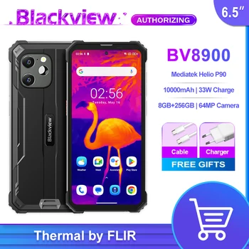 Blackview BV8900 Sağlam Telefon Android 13 16GB 256 GB Cep Telefonu Termal FLIR® 10000mAh Pil 33W Hızlı Şarj Cep Telefonu