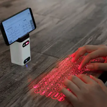 Bluetooth Sanal Lazer Projeksiyon Klavye Kablosuz Mini Klavye Taşınabilir Bilgisayar telefon altlığı Dizüstü Sanal Fare ve Klavye