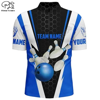 Bowling Gömlek Erkekler İçin Özel Ad Ve Takım Adı Strike bowling topu Ve Pimleri Takım Bowling Gömlek 3D Baskı polo gömlekler Tees Tops