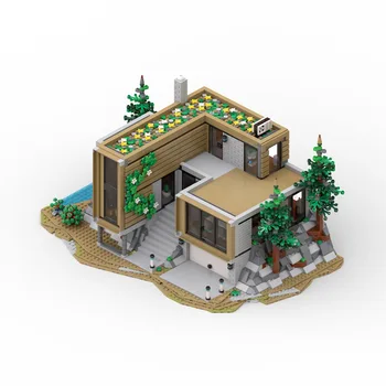 BuildMOC Ev Tuğla Ev Huzurlu Modern Villa Modüler Mimari Yapı Taşları Modern Orman Ev Tuğla Modeli Oyuncaklar