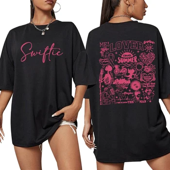 Büyük boy Artı Boyutu Swiftie Retro Y2K Baskı T-Shirt Kadın Yaz Moda Üst Rahat Üstleri Kişilik T Shirt Bayan (Abd: xs-Xl)