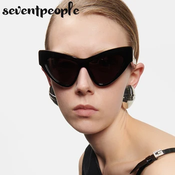Büyük boy Kedi Gözü Güneş Gözlüğü Kadın 2023 Yeni Moda Y2K güneş gözlüğü Erkekler için Moda Cateye Sunglass Büyük Çerçeve Shades Gözlük Erkek