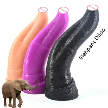 Büyük Hayvan Yapay Penis Yetişkin Ürünleri PVC Sahte Penis Süper Büyük Fil Burun Anal Plug Seks Oyuncakları Kadın Erkek Masturbator Mor Siyah