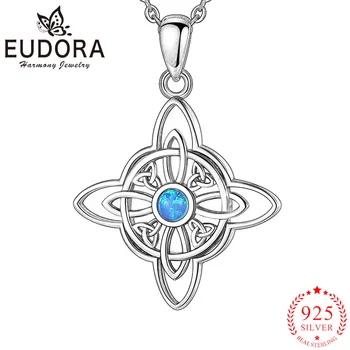 Cadı düğüm Kolye Eudora 925 Ayar Gümüş Celtic Knot Geometri Kolye Erkekler Kadınlar için Zarif Cadı Takı Hediye