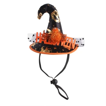 Cadılar Bayramı Kedi Kostüm Kedi kabak Şapka Kedi cadı şapkası Komik Şapka Kedi Köpek Şapka