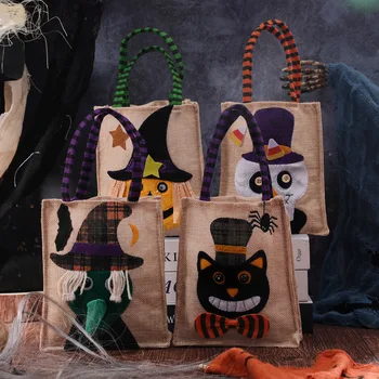 Cadılar bayramı Keten Kabak Çanta Hayalet Cadı hediye keseleri Cadılar Bayramı Kostüm çocuklar için şeker Çanta Kabak Kova Trick Or Treat Sahne