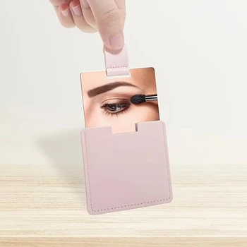 Cilalı Kapak Deri Çelik Kompakt Makyaj Taşınabilir Carry-on güzellik aynası Paslanmaz Ayna Metal Yüksek Çözünürlüklü Ayna