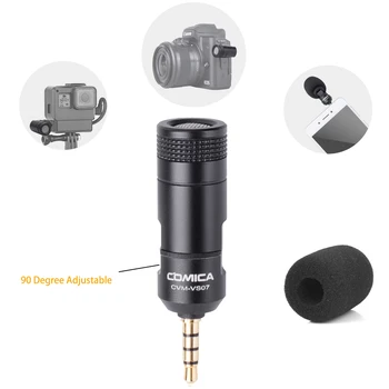 COMİCA CVM - VS07 Çok Yönlü Mini Mikrofon GoPro DSLR Kamera için Sabitleyici Mikrofon Video Kayıt için(3.5 mm TRRS)