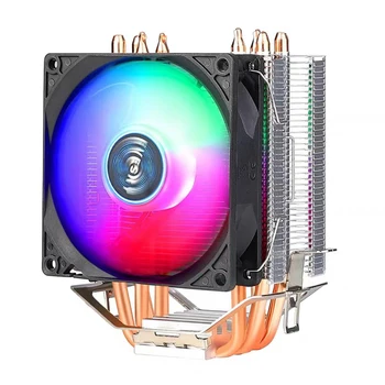 CPU soğutucu Fan 4 ısı borusu 9cm RGB soğutma fanı hidrolik rulmanlar renkli ışık efekti dilsiz bilgisayar aksesuarları INTEL AMD
