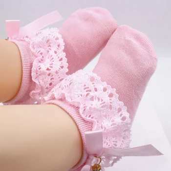 Dantel Fırfır Bebek Kız Çorap İnci Yay İnci Yay Çorap Tatlı Çocuklar Kısa Çorap Yumuşak Çocuk Ayak Bileği Sokken Skarpetki