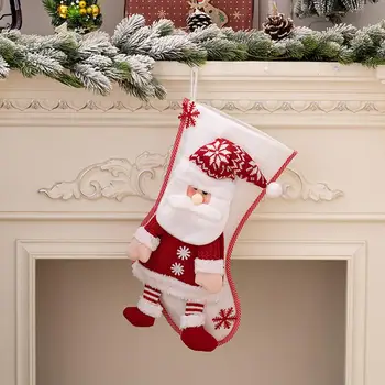 Dayanıklı Noel Çorap Kullanımlık Noel Çorap Örme Noel Baba Kardan Adam Tasarım Kapasiteli Noel Ağacı Asılı Parti için