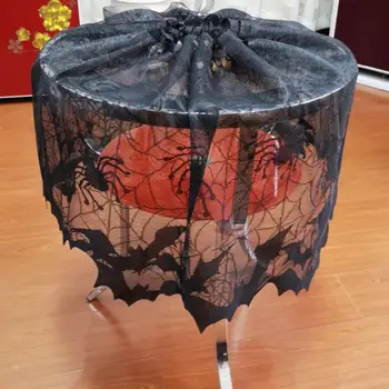 Dekor Cadılar Bayramı yarasa örümcek ağı lamba gölge kapak dantel şerit perde şömine dekorasyon