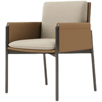 Deri Metal yemek sandalyeleri Geri Lüks Kol Dayama Modern İskandinav yemek sandalyeleri Otel Minimalist Altın İyi Cadeira Ev Mobilyaları