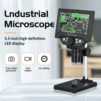 Dijital Mikroskop Lehimleme için 5.5 İnç Büyük Taban 1-1000X Mikroskop Büyüteç Telefonu Tamir Aracı İle 8 LEDs lcd ekran