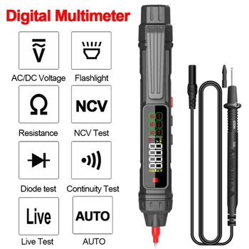 Dijital Multimetre Dijital Arka multimetro Otomatik Akıllı Sensör Kalem Tester DC AC Volt Çok metre El Feneri NCV tester