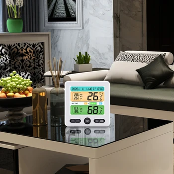 Dijital Termometre Higrometre Renk Uyarısı oda termometresi Büyük Ekran Hava İstasyonu Ev / Bebek Odası / Sera