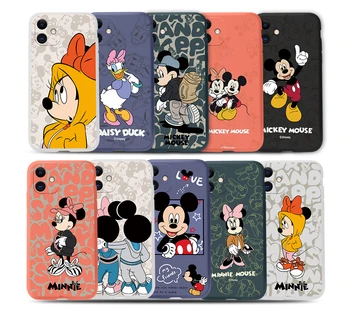 Disney Mickey Mouse Minnie Telefon Kılıfı için İphone 1112 Pro Max Xs X Xr 7 8 Artı 6 6s Sıvı Silika Jel Düşmeye dayanıklı Telefon Kapağı