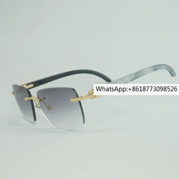 Doğal Manda Boynuzu Güneş Gözlüğü Erkekler Ahşap Çerçevesiz Gafas Sürüş Kulübü Şeffaf Gözlük Çerçevesi Oculos Shades 012B