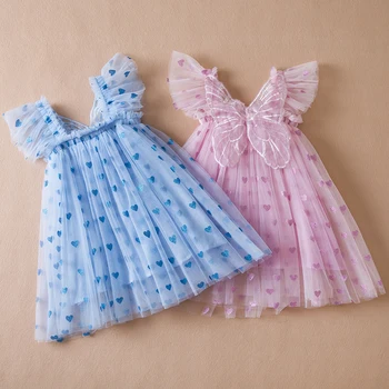 Doğum günü kemerli elbise Bebek Kız Giysileri İçin Yaz Kelebek Prenses Örgü Tutu Elbiseler Çocuk Karnaval Parti Kostüm Kızlar 1-5Y