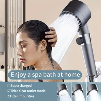 Duş Başlığı Su Tasarrufu Yüksek Basınçlı Tek elle Kontrol Anahtarı Duş Kolları Ayarlamak Su 3 Modu Duş Başlığı SPA masajlı duş