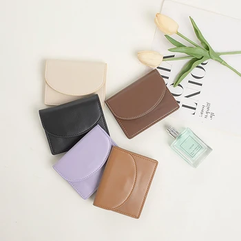 Düz Renk Kadın Kısa Cüzdan Kadın Moda PU Deri Çile Küçük Çantalar Para Sikke Çanta Mini Debriyaj kart tutucu Kızlar için