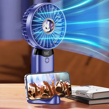 El fanı USB Şarj Edilebilir Mini Fan Ekran Dijital Soğutma Fanı 4 Hız Açık el fanı Seyahat Ofis için Açık