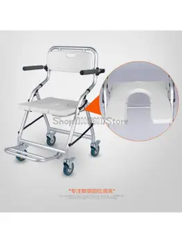 Engelli katlanabilir tekerlekli sandalye ile tuvalet sandalyesi yaşlı banyo duş özel sandalye yaşlı tuvalet tuvalet
