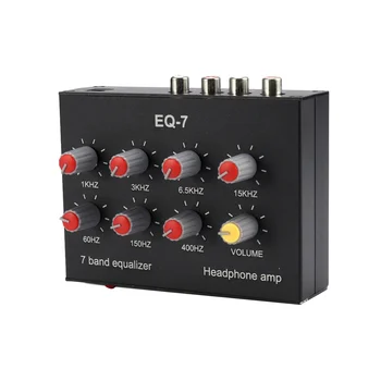 EQ-7 Araç Ses Kulaklık Amplifikatör 7-Band EQ Ekolayzer 2 Kanal Dijital Ses Ekolayzır
