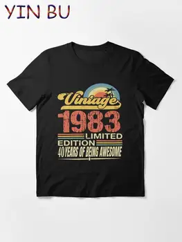 Erkek Büyük Boy T Shirt 40th_Birthday_Gifts_Vintage_1983_Limited_Edition_40_Year_Old Erkekler Siyah Baskı T Shirt Artı Boyutu 3XL