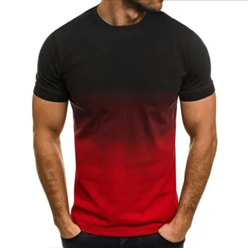 Erkek Gevşek kısa kollu tişört, 3D Baskı Ekip Boyun Gömlek Gençler için, Moda Degrade Serisi, Yaz