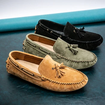 Erkek Hakiki Deri rahat ayakkabılar Yüksek En Kaliteli Loafer'lar Moccasins Erkekler İçin Rahat Slip-ons Yürüyüş moda ayakkabılar 2023