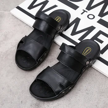 Erkek Hakiki Deri Sandalet Açık Kapalı Ev Platformu Erkek plaj ayakkabısı rahat Erkek Sandalet Yeni Yaz Ayakkabı Erkekler için